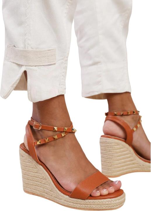 Actual product image Where's That From Womens/Ladies Texas Studded PU Crossover Strap Wedge (40)