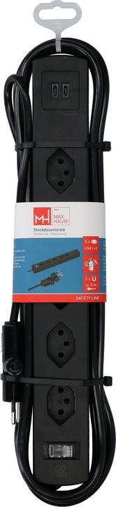 Actual product image Max Hauri SAFETY LINE 90° mit Schalter + Magnet (5x, Type 13, USB-C, 5 m)