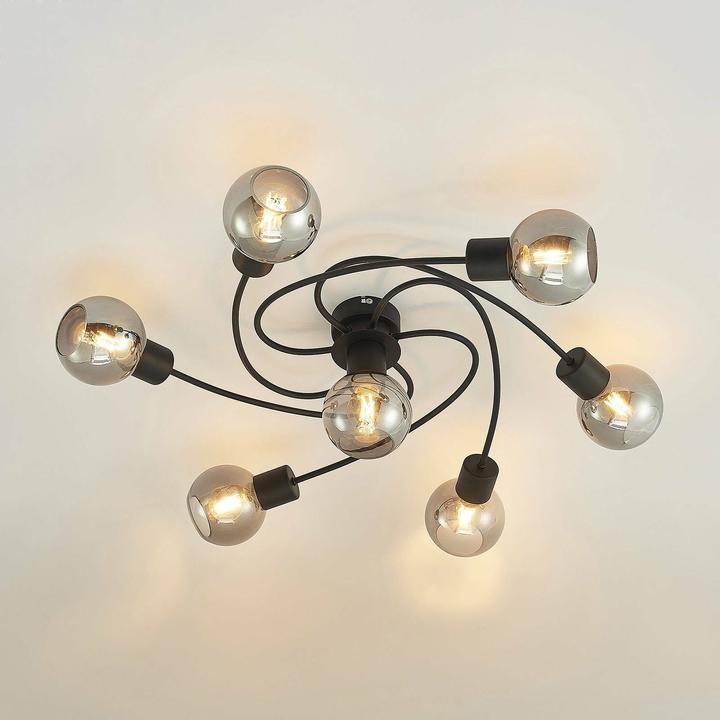 Produktbild Lindby LED-Deckenleuchte Ciala, 7fl, schwarz smoke (3290 lm, E14)