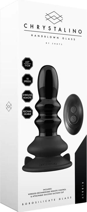 Produktbild Shots Ribbly - Glass Vibrator - With Suction Cup and Remote - Rechargeable - 10 Speed