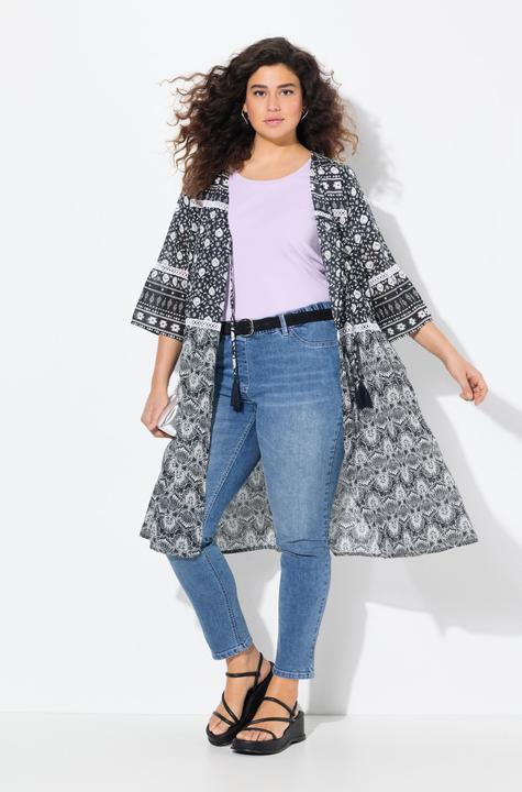Produktbild Ulla Popken Longjacke, Mustermix, V-Ausschnitt, 3/4-Glockenarm (56)