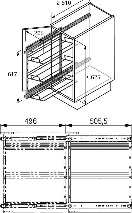 Produktbild Hettich Schuhauszug mit 3 Ablagen
