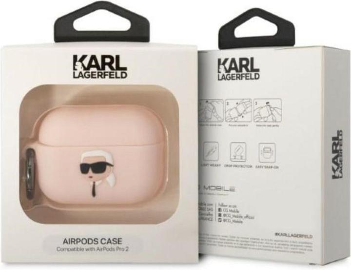 Image du produit Karl Lagerfeld KLAP2RUNIKP AirPods Pro 2 housse rose/rose Silicone Karl Head 3D (Manchon pour casque d'écoute)