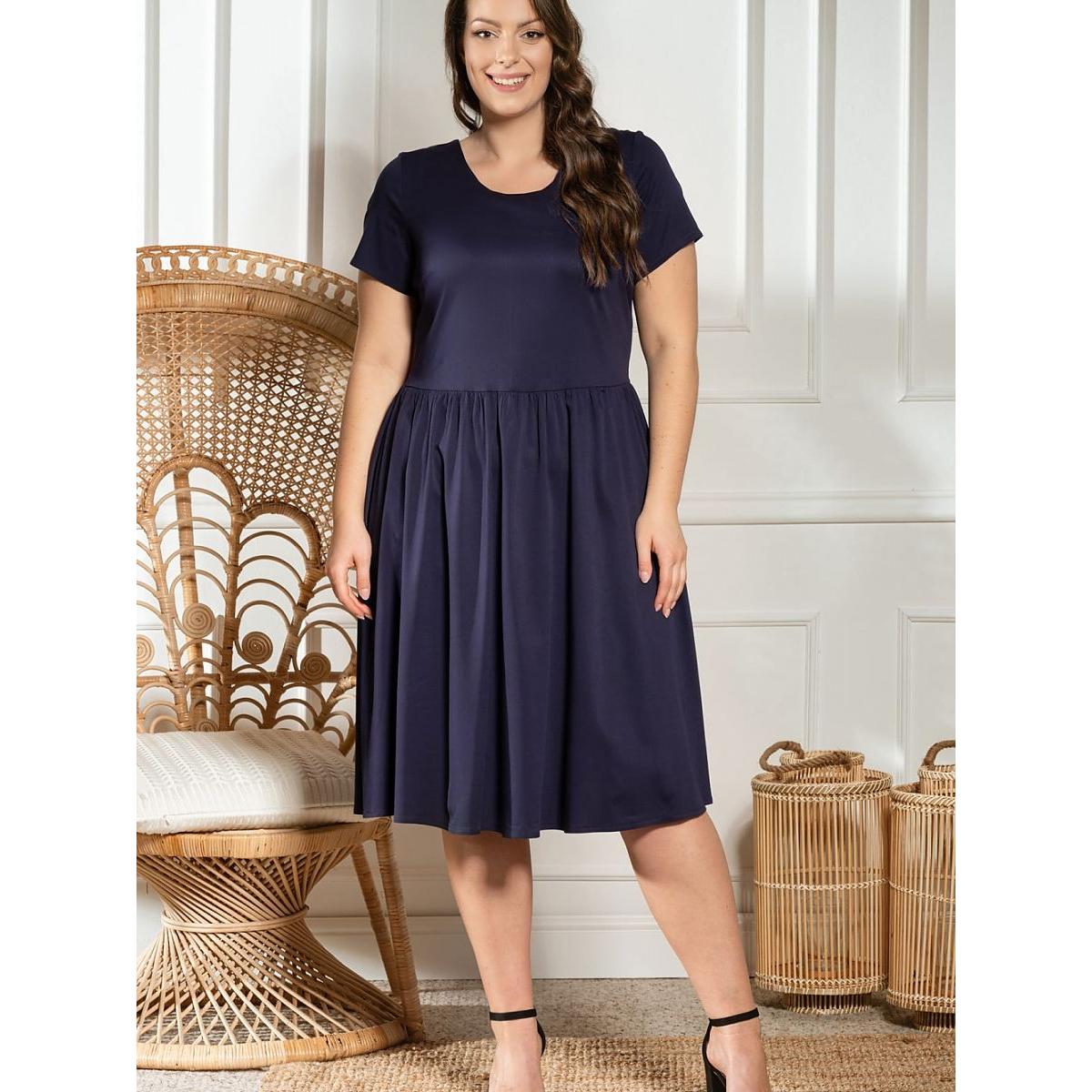 Karko, Damen, Kleider, Plus-Size Kleider, Blau, (54)