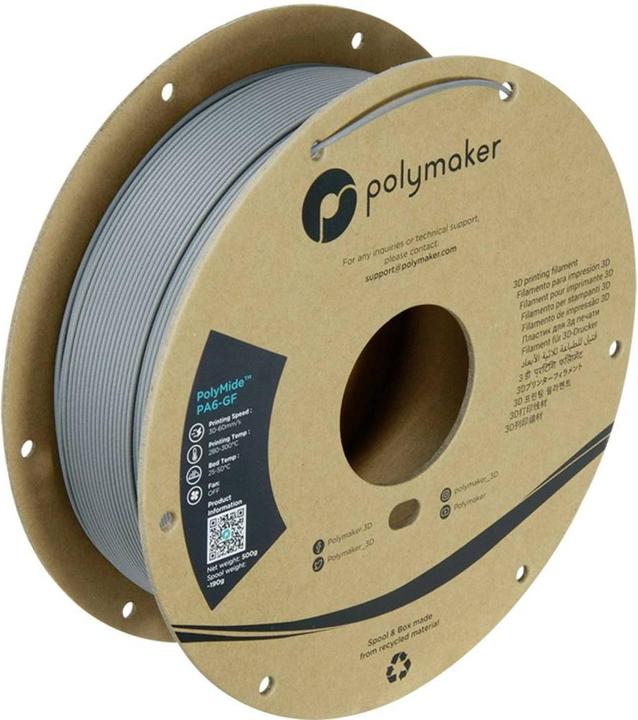 Produktbild Polymaker PolyMide PA6-GF Grey 1.75mm 500g (PA-GF, 1.75 mm, 500 g)