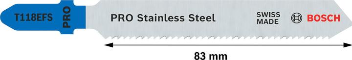 Actual product image Bosch Professional Zubehör PRO Stainless Steel T118EFS Jigsaw blade, 83 mm, 5 pcs.