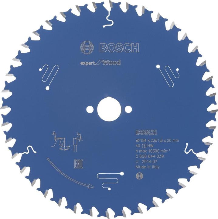 Produktbild Bosch Professional Zubehör Kreissägeblatt Expert for Wood, 184 x 20 x 2,6 mm, 40