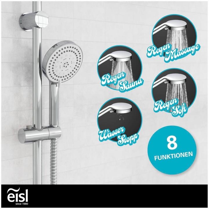 Produktbild Eisl Brausestangenset Bad PARMA Stangenbrause-Set Chrom Inklusive Handbrause DX5082CSB (7 Strahlarten, 16 l/min)