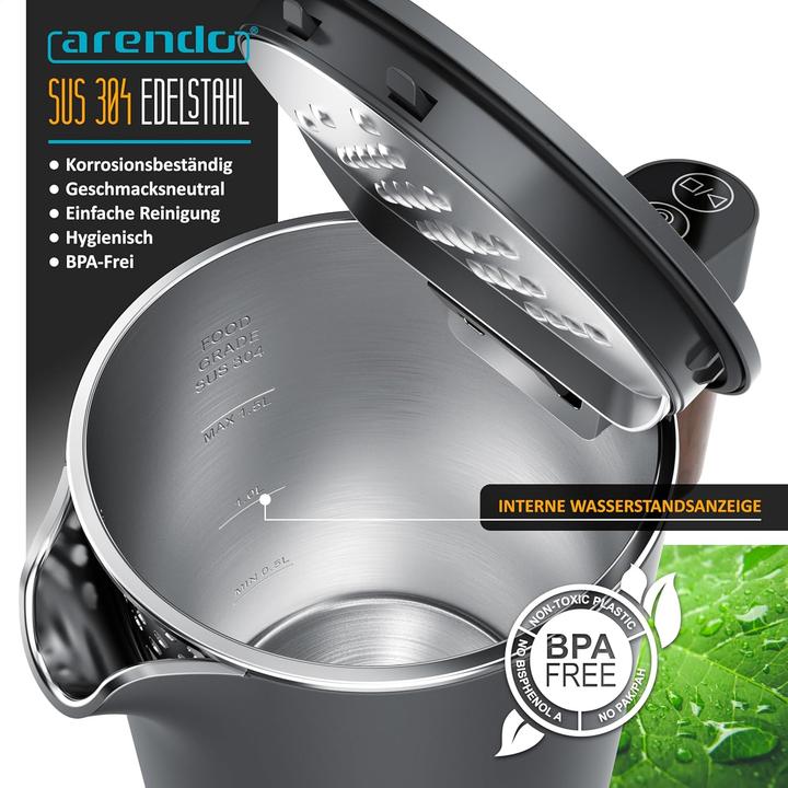 Produktbild Arendo Wasserkocher mit Temperatureinstellung (45-100°C) (1.50 l)