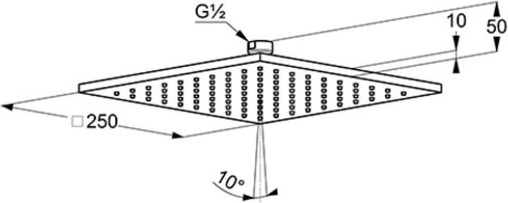Produktbild Kludi A-QA Kopfbrause eckig 250 x 250 mm (23 l/min)