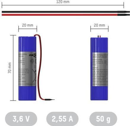 Actual product image Ansmann Special rechargeable battery 18650 cable Li-Ion 3.6 V 2550 mAh (1 pcs., 18650, 2550 mAh)