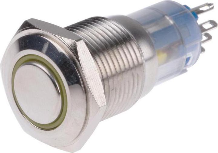 Produktbild RS PRO Switch Pushbutton Stainless Yellow ring