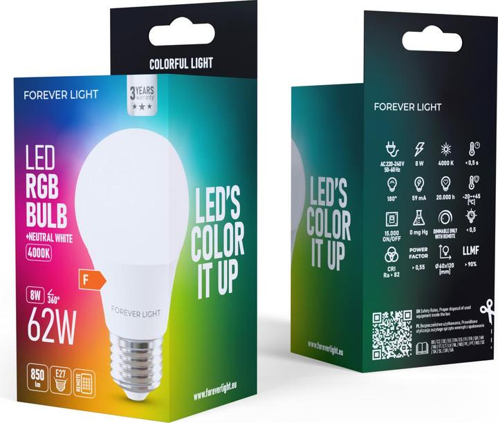 Produktbild Forever Light LED Bulb RGB E27 (E27, 850 lm, 1x)