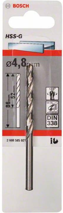 Immagine prodotto Bosch Professional Zubehör Trapano a spirale in metallo HSS 4,8 mm (4,8 mm)