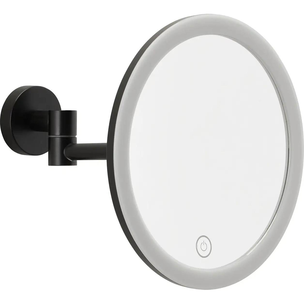 tesa, Kosmetikspiegel, VISIOON LED-Kosmetikspiegel mit Beleuchtung, 5-fach-Vergröss. - Wandmontage ohne Bohren, Schwarz ...