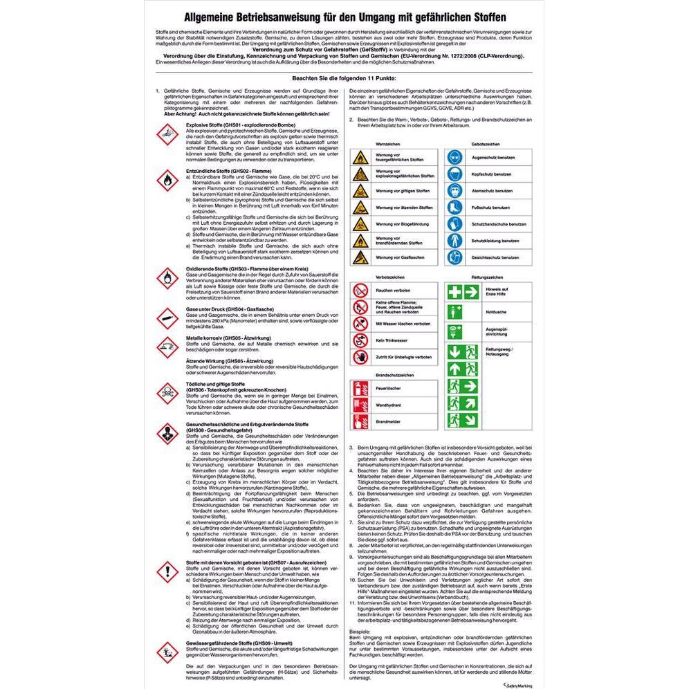 SafetyMarking Aushang Gefahrstoffe Allgemeine Betriebsanweisung (43.A9510)