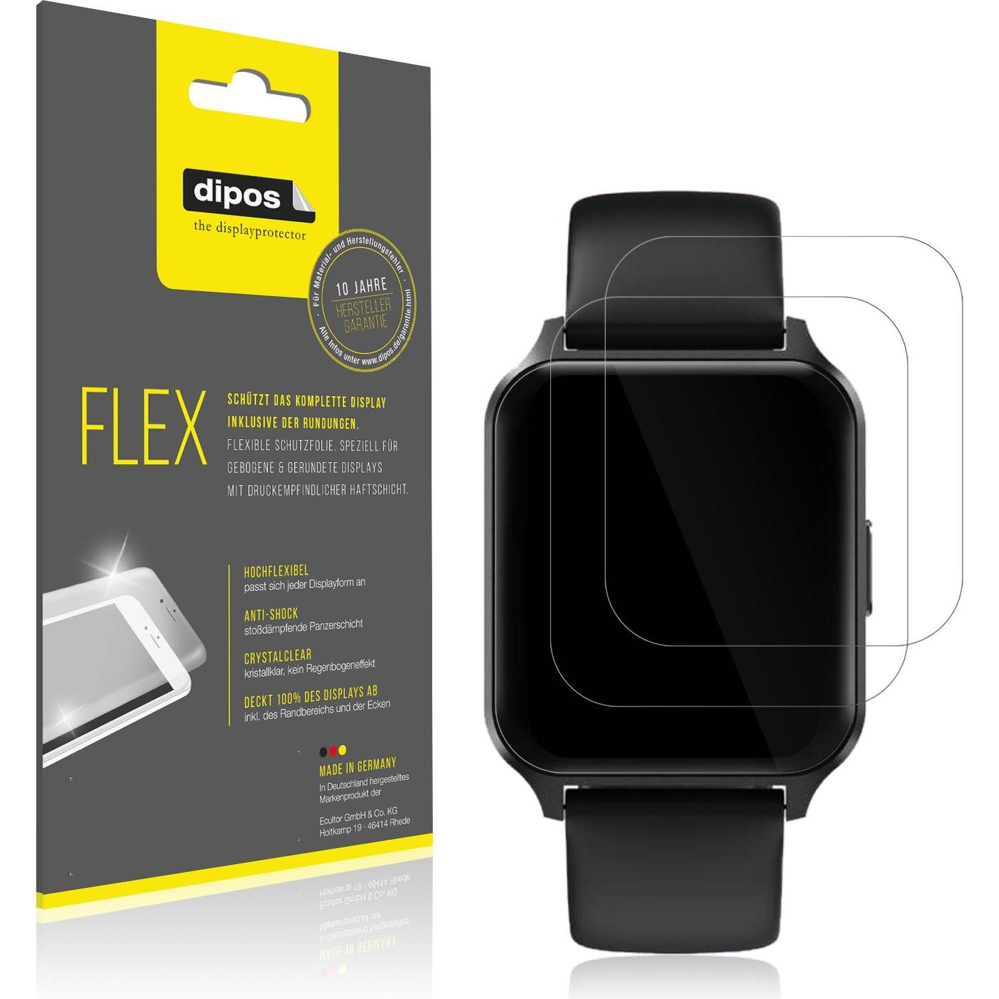 Dipos Displayschutzfolie Full-Cover 3D, Smartwatch Schutzfolie, Transparent