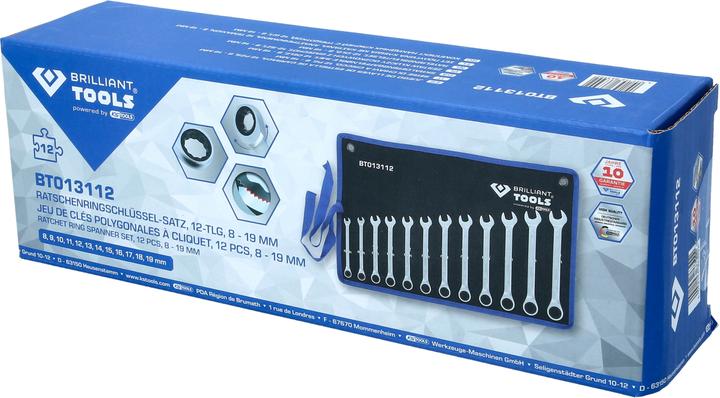 Produktbild Brilliant Tools BT013112 Ratschenringschlüssel-Satz (19 mm, 8 mm, 10  mm, 14 mm, 18 mm, 11 mm, 12 mm, 17 mm, 15 mm, 13 mm, 9 mm, 16 mm)
