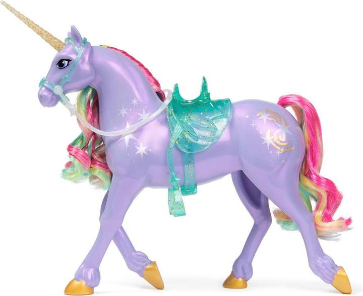 glittering horn, Shimmering purple with star pattern, Colourful mane and tail