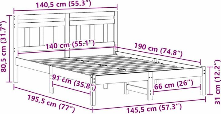 Actual product image vidaXL Plattformbett (140 x 190 cm)