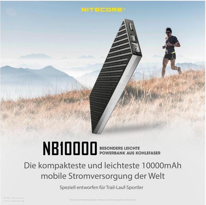 Image du produit Nitecore NB10000 Carbon Fiber Energy Brick Power Bank GEN 3 (10000 mAh, 22.50 W, 38.50 Wh)