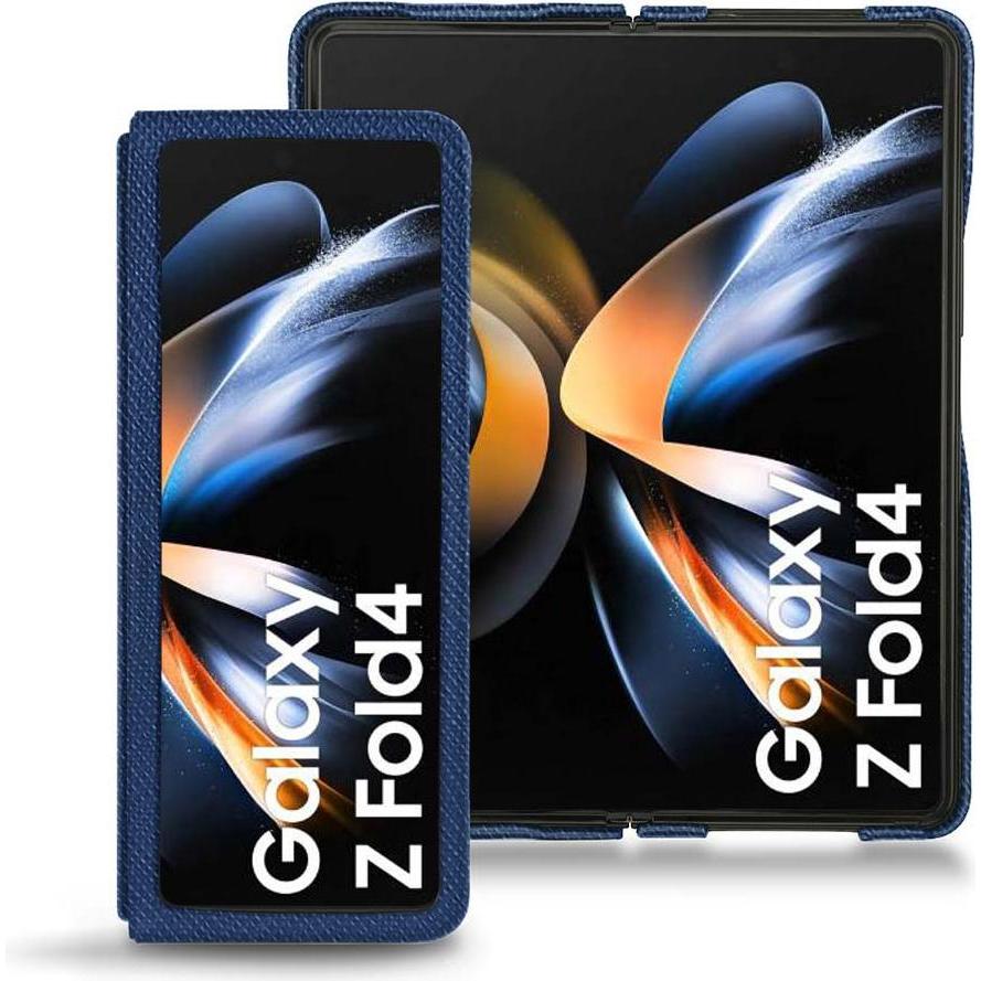 Noreve Lederschutzhülle Samsung Galaxy Z Fold4 (Samsung Galaxy Z Fold4), Smartphone Hülle, Blau