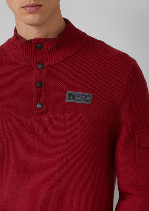 Produktbild s.Oliver Strickpullover Strickpullover aus Baumwolle mit Troyer-Kragen und Strukturmix (L)