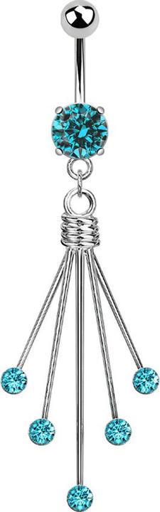 Immagine prodotto Star Piercing Banana in argento con ciondolo a cinque aghi di cristallo color acqua (senza ottone, Acciaio chirurgico 316L)