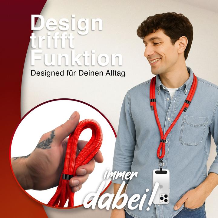 Image du produit Nalia HoldMe Lanyard Handykette - Universal Trageband für Smartphones - Verstellbar, Soft & Elastisch