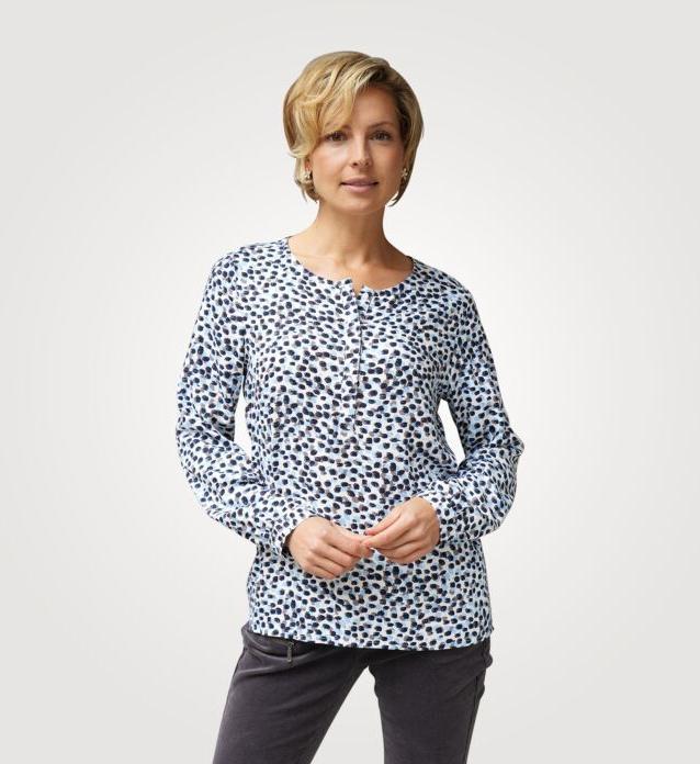 Immagine prodotto Artime Bluse, Tupfen-Muster, verdeckte Knopfleiste (XL)