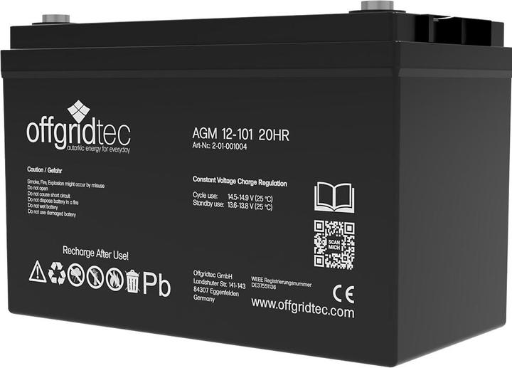 Produktbild Offgridtec Autark S-Master 130W Solaranlage 101Ah AGM 500W AC Leistung (130 W)