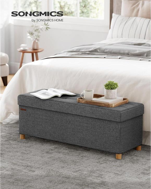 Produktbild Songmics Sitztruhe Ottomane 110 x 40 cm, Grau, Tiefe (110 cm)