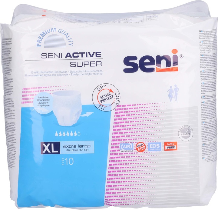 Actual product image Seni Active Super Pants disposable breathable waist 120-160cm 6 drops (10 x, Large plus)