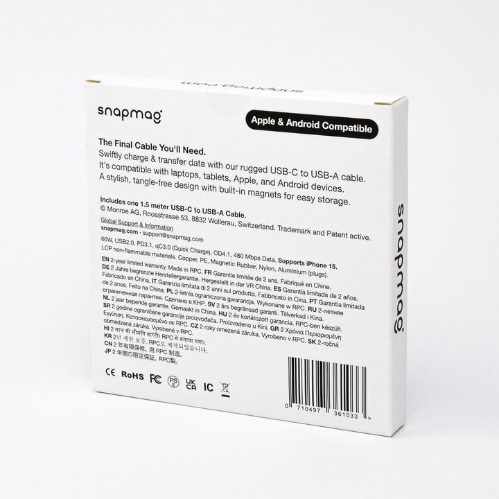 Image du produit Snapmag USB-A to C BLACK EDITION (1.50 m, 60 W)