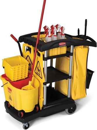 Rubbermaid System trolley high capacity black with bag, handle clamps and hooks