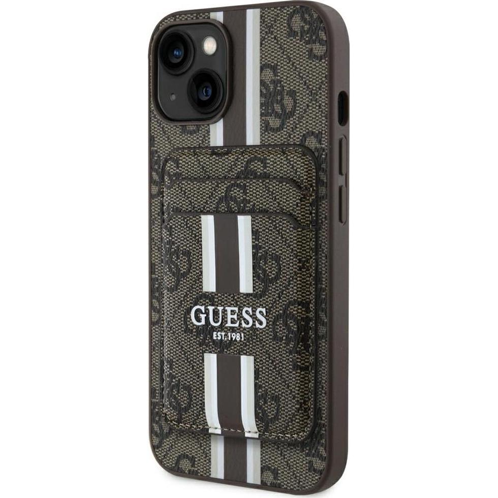 Thumbnail - Guess 4G Stripes case with Magsafe wallet for iPhone 15 brown (Apple iPhone 15), Smartphone Hülle, Braun
