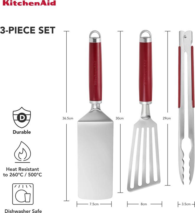Actual product image KitchenAid 3pc Indoor Grilling Set - Empire Red