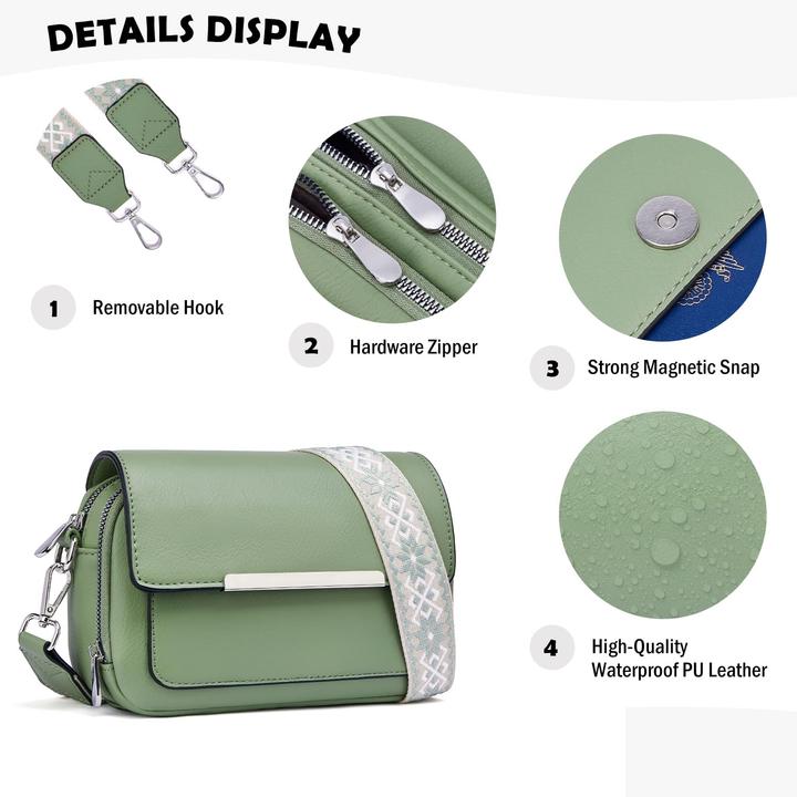 Only-Bags.Store Handy Umhängetasche, Vegan Leder Crossbody Bag Umhängetasche mit verstellbarem abnehmbarem breitem