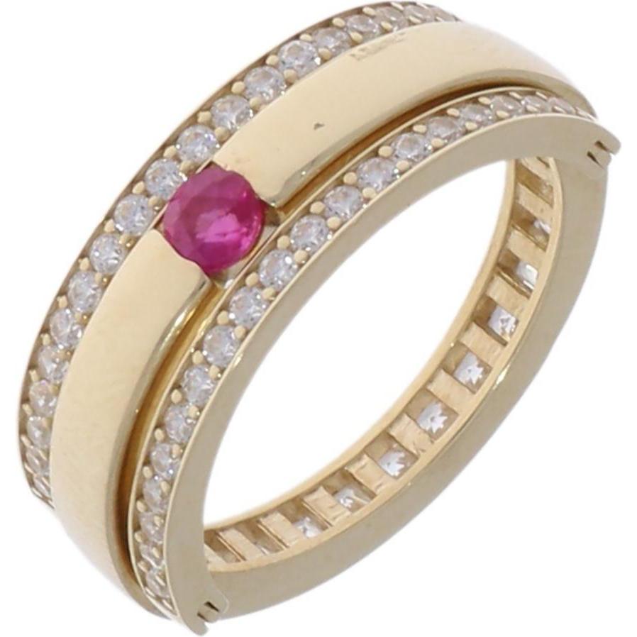 Luxxos, Ring, Wende-Ring mit Zirkonia Pink/Weiss aus 375 Gelbgold, (53)