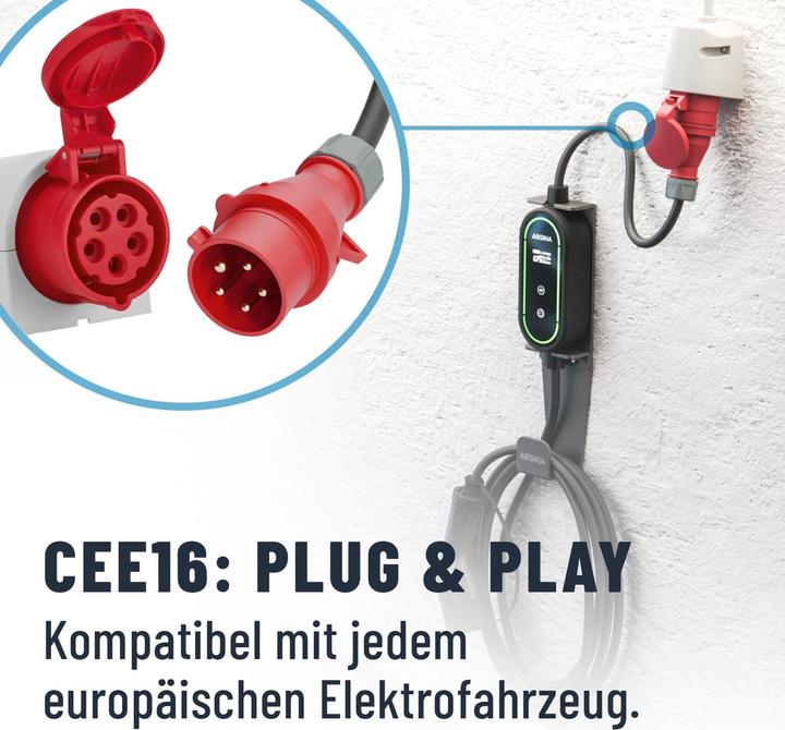 Immagine prodotto Absina Cavo di ricarica (CEE16 rosso, 11 kW, 16 A, 6.40 m)