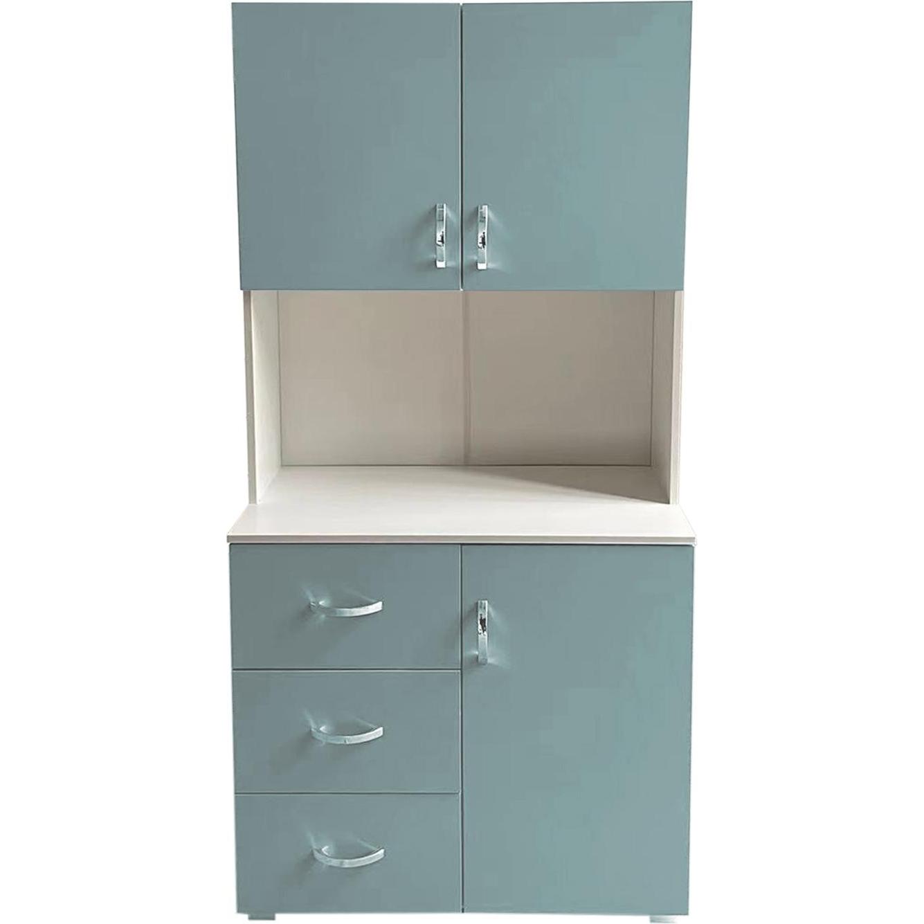 HTI-Living, Badezimmerschrank, Badschrank Hellblau Weiss (80 x 180 x 40 cm)