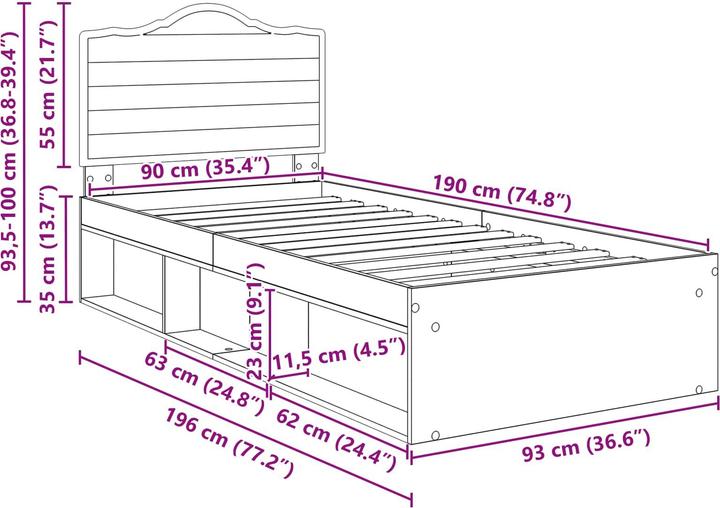 Image du produit vidaXL Moderner Bettrahmen (90 x 190 cm)