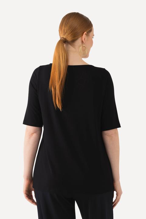 Actual product image Ulla Popken Sequined Leaf Motif 3/4 Sleeve Tee (42, 44)