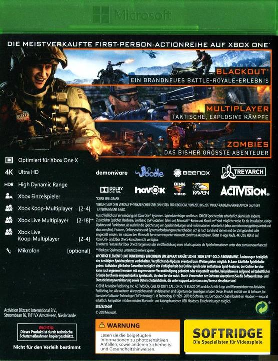 Actual product image Activision Call of Duty: Black Ops 4 (Xbox One X, Xbox Series X, DE)