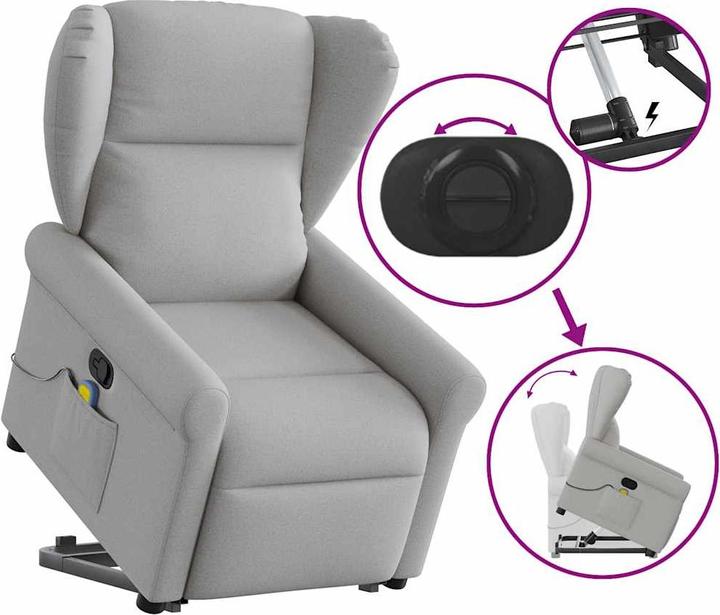 Actual product image VidaXL Massage chair with stand-up aid Cloud grey fabric