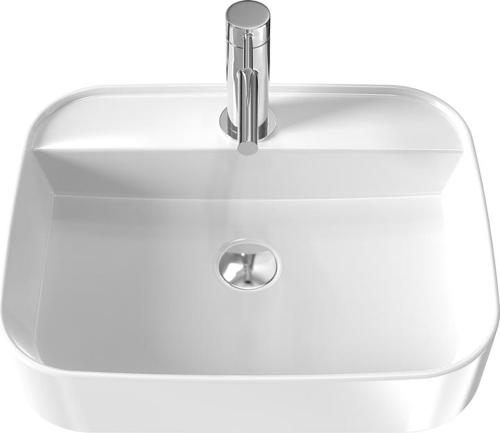 Emke Aufsatzwaschbecken Rechteckiger Aufsatzwaschtisch Hänge Waschbecken Bad mit Hahnloch 500 x 400 (400 mm, 500 mm)