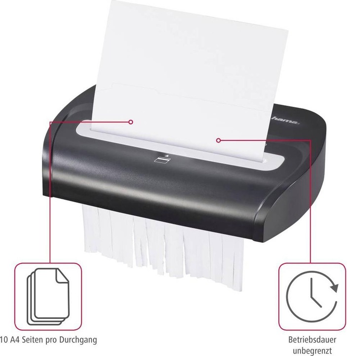 Actual product image Hama Premium M10 Shredder Micro-cut Shredding 22.5 cm 58 dB Black (Microcut)