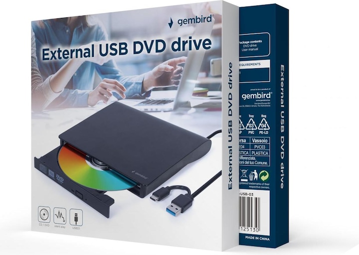 Image du produit Gembird External USB DVD drive (Graveur de DVD, Graveur de CD)