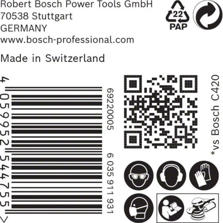 Image du produit Bosch Professional Zubehör EXPERT C470 Papier abrasif multi-trous pour ponceuse excentrique, 150 mm, G 80, 50 pcs. (80)