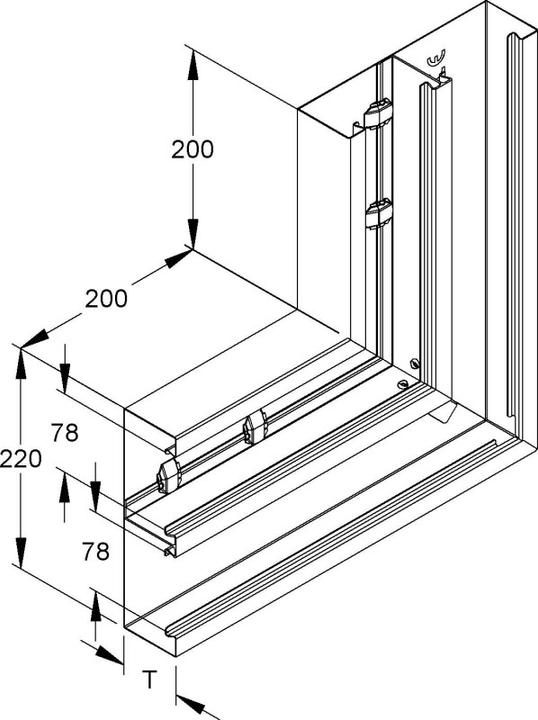 Actual product image Niedax NIE DKV 220-78T60 R GK-vertical corner 90Â°, double-lined symme- tric, 220x61mm pulv (20 cm)